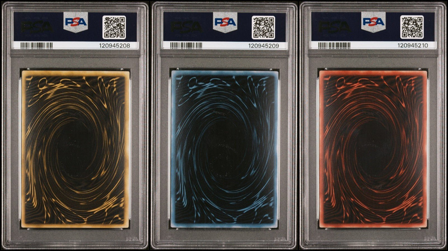 PSA 10 Yugioh Ra Obelisk Slifer Secret Rare GBI 001 002 003 Sequential Set