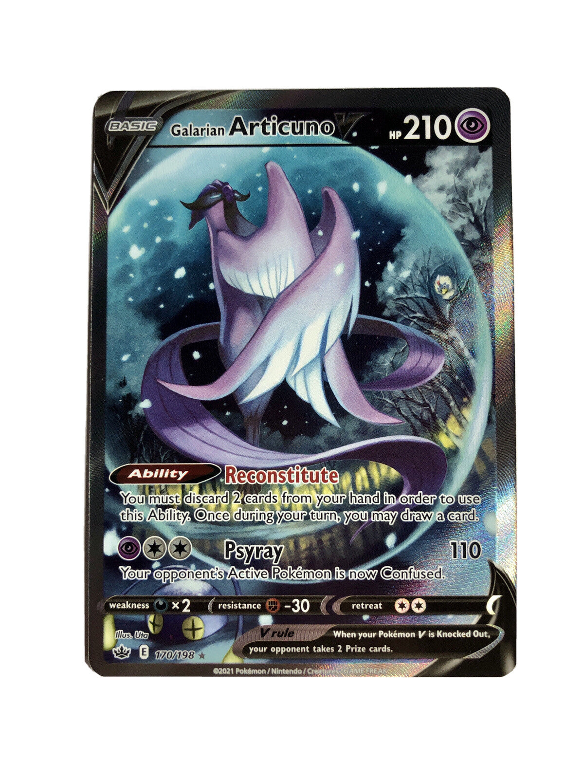 Pokemon Galarian Articuno V Alternate Full Art 170/198 SWSH Chilling Reign NM