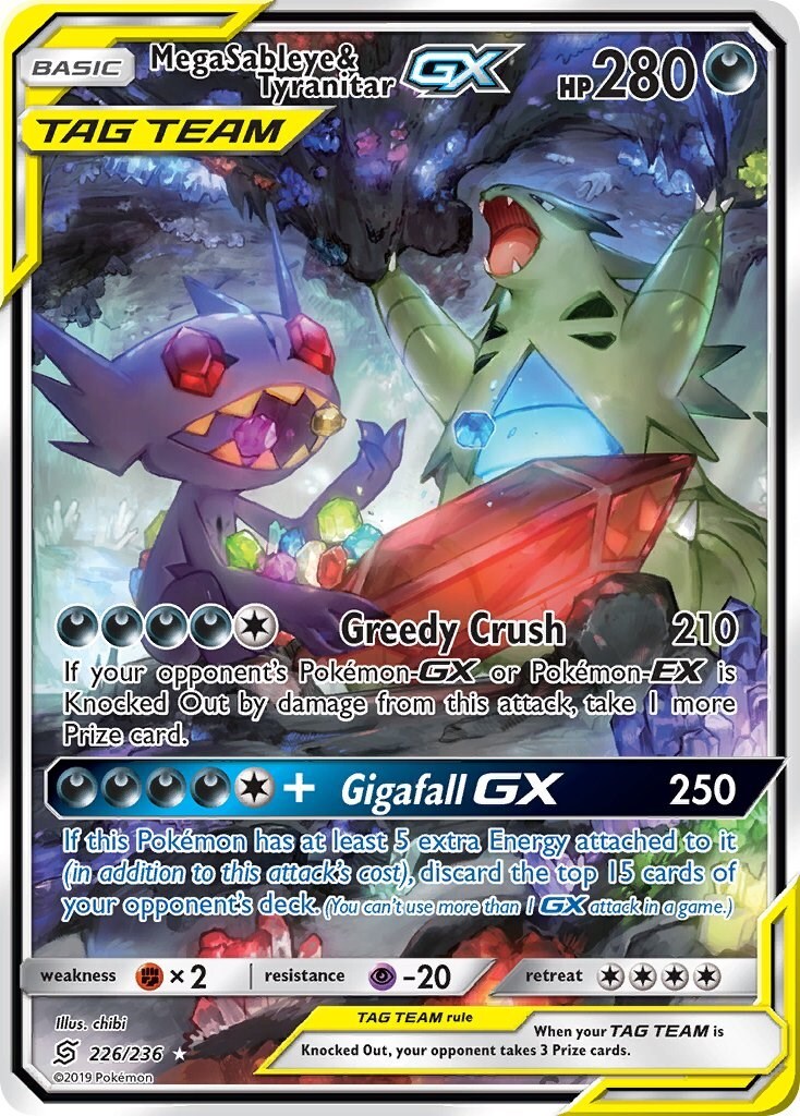Pokemon PSA 9 Mega Sableye & Tyranitar GX 226/236 Sm-Unified Minds