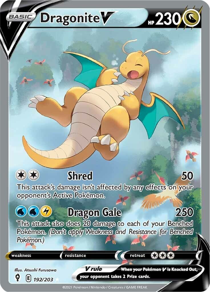 Pokemon TCG Evolving Skies Dragonite V Alternate Full Art Card 192/203 PSA 9