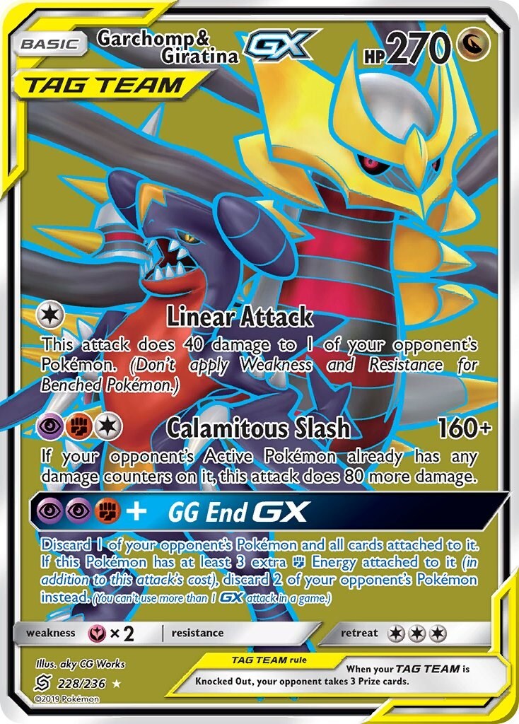 Garchomp & Giratina GX (Full Art) 228/236 Sm-Unified Minds Holo NM