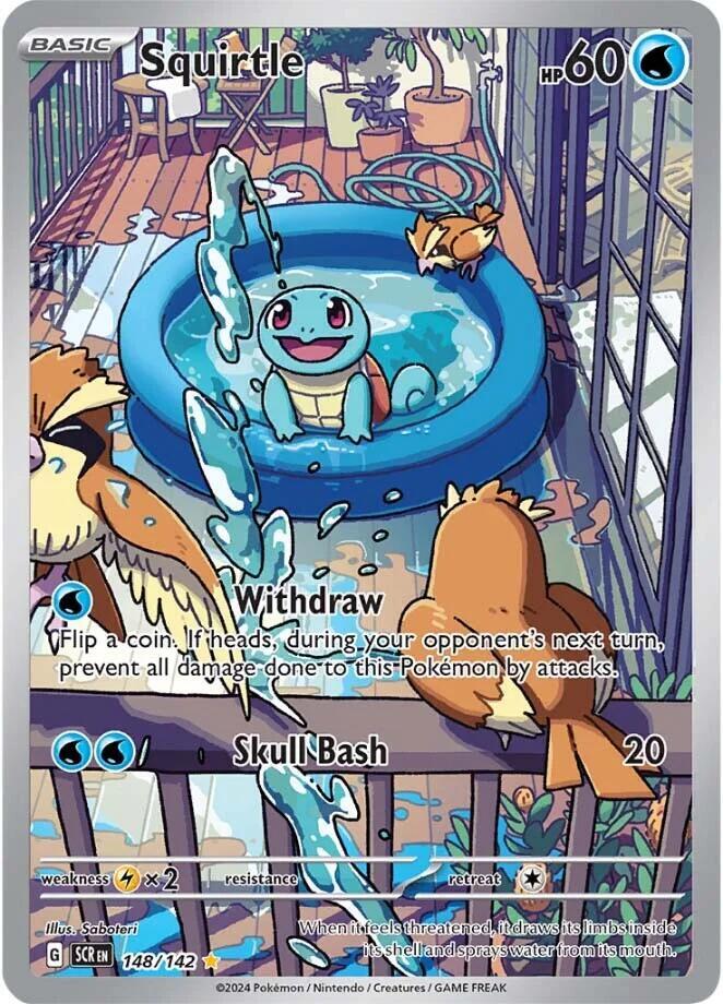 Squirtle 148/142 NM - Stellar Crown Illustration Rare Holo Pokémon