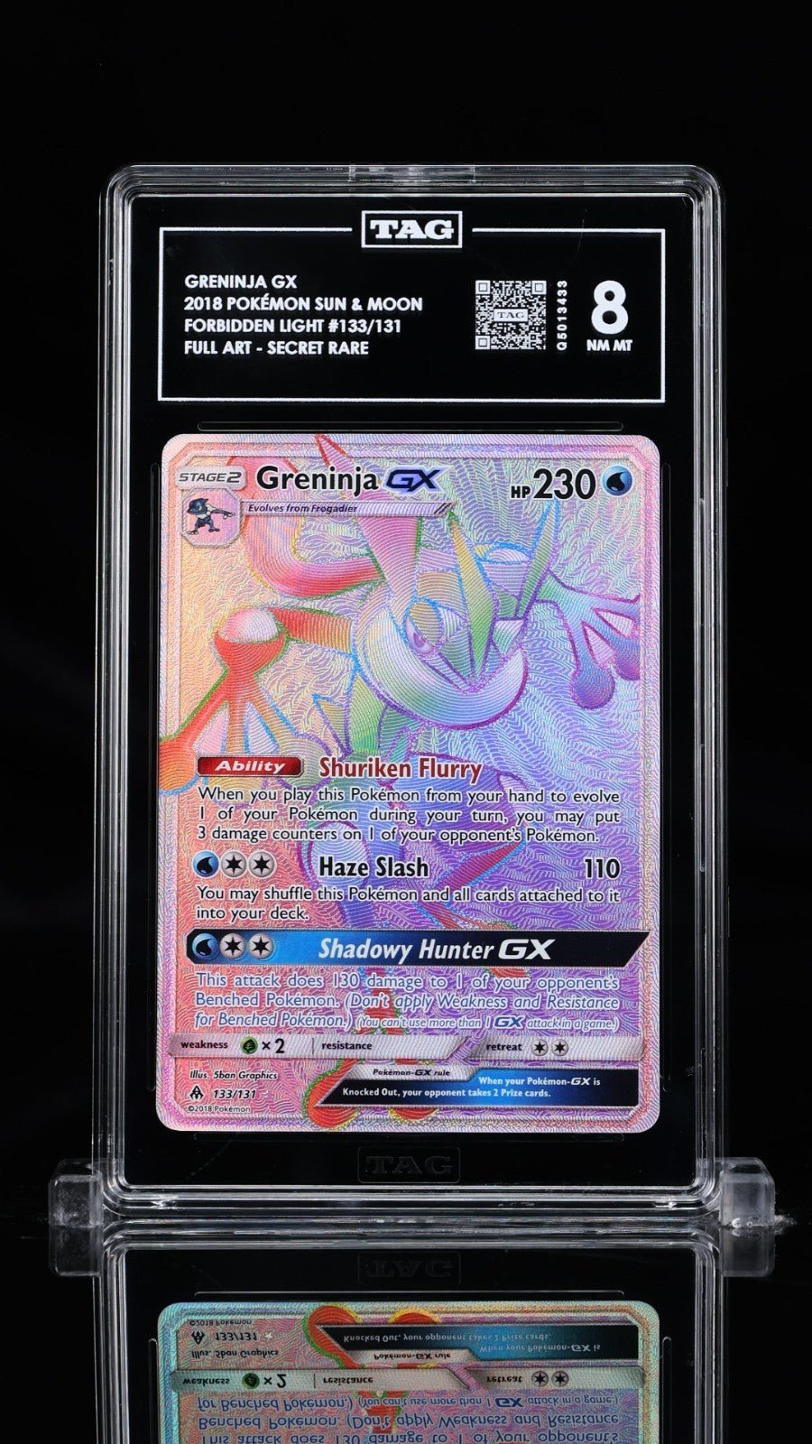 TAG 8 Greninja GX 2018 Sun & Moon Forbidden Light Rainbow Secret Rare 133/131