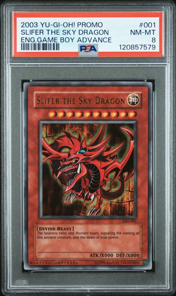 Yu - Gi - Oh! Slifer The Sky Dragon Game Boy Advance Ultra Rare Promo GBI - 001 PSA 8