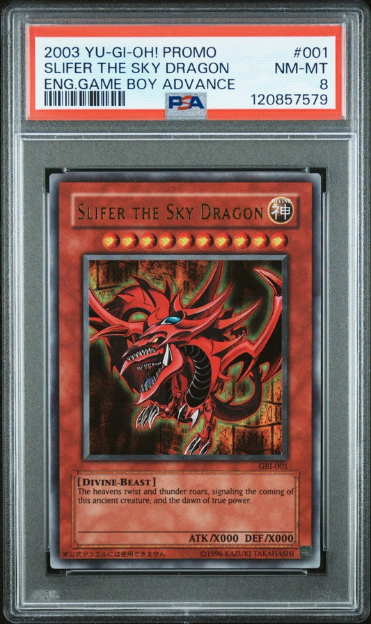 Yu - Gi - Oh! Slifer The Sky Dragon Game Boy Advance Ultra Rare Promo GBI - 001 PSA 8
