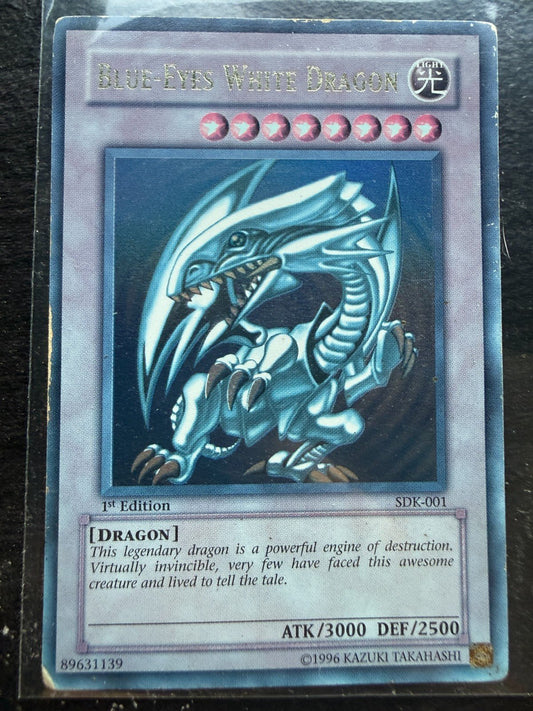 YuGiOh Blue - Eyes White Dragon SDK - 001 Starter Deck Kaiba 1st Edition Sun Fade HP