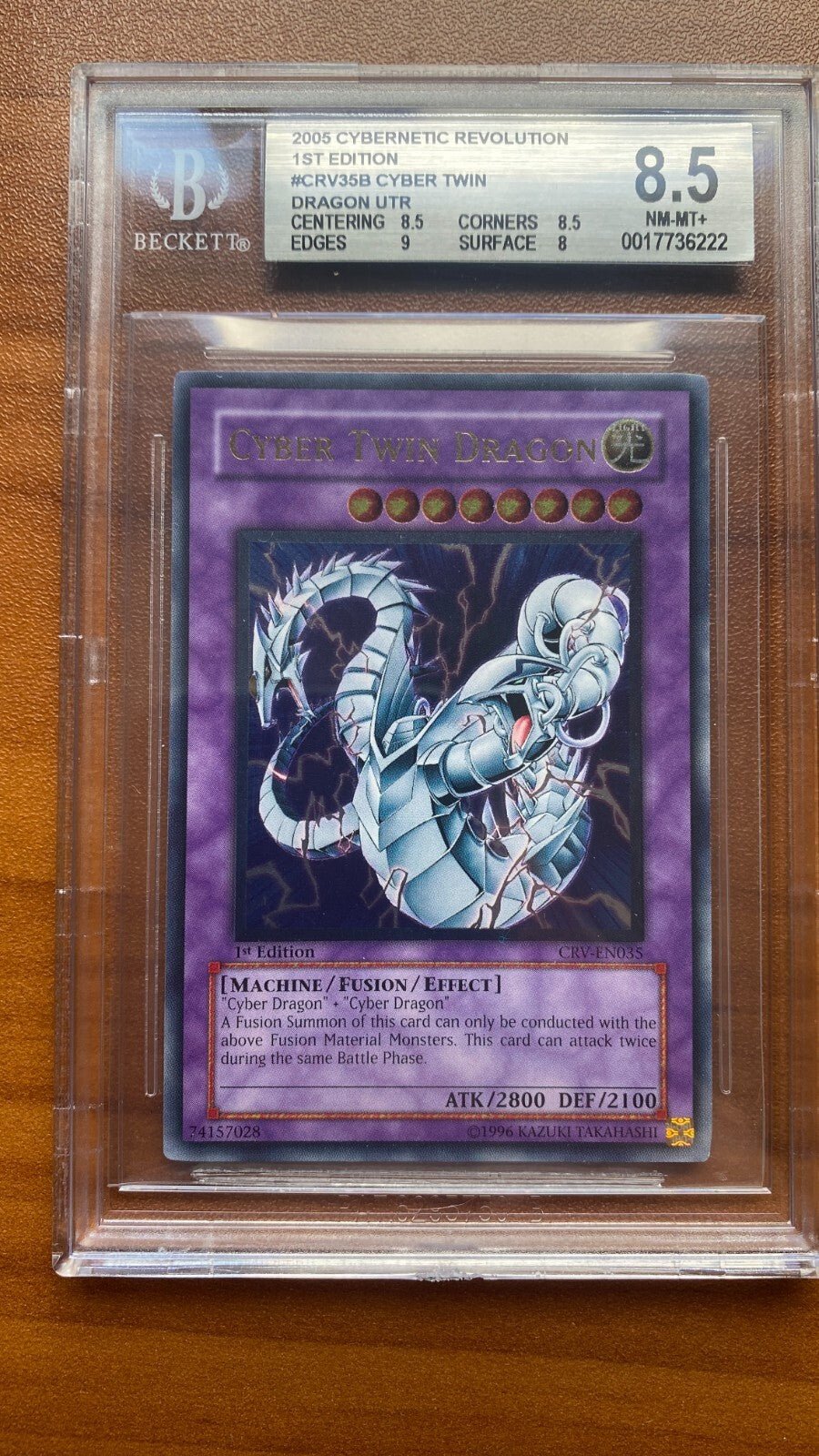 Yugioh Cyber Twin Dragon CRV - EN035 Ultimate Rare 1st Edition BGS 8.5 PSA