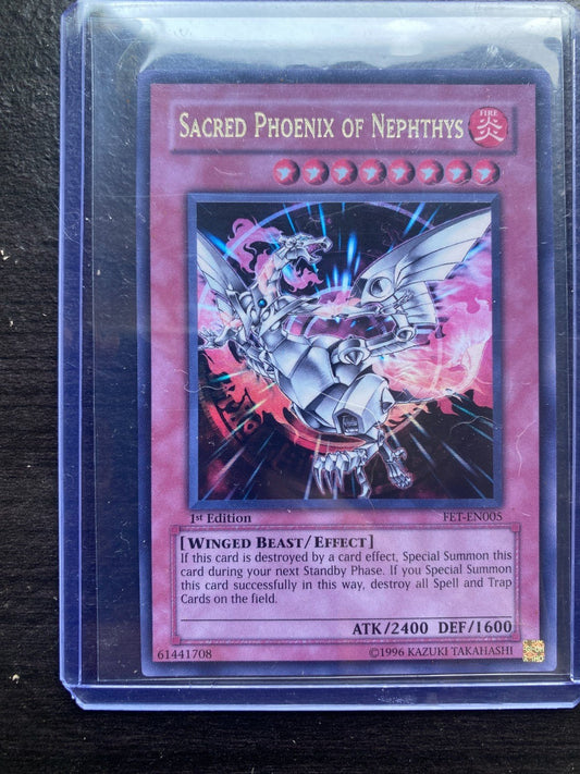 Yugioh Sacred Phoenix of Nephthys FET - EN005 Ultimate Rare 1st Edition NM Faded