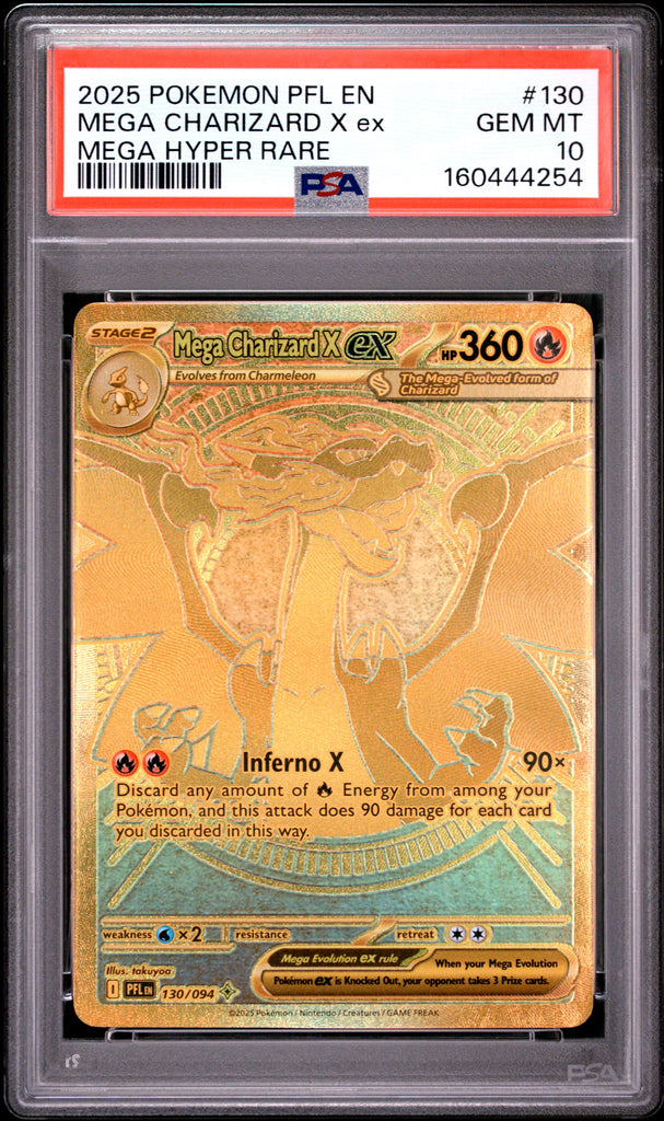 2025 POKEMON PFL EN-PHANTASMAL FLAMES MEGA HYPER RARE MEGA CHARIZARD X EX PSA 10