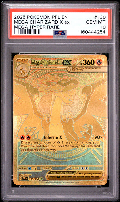 2025 POKEMON PFL EN-PHANTASMAL FLAMES MEGA HYPER RARE MEGA CHARIZARD X EX PSA 10