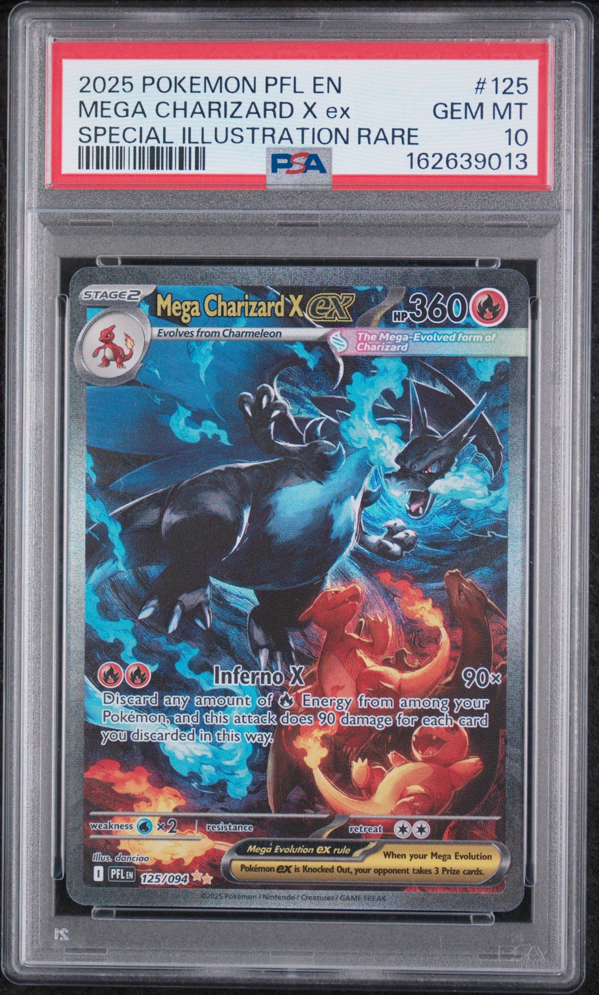 2025 Pokemon TCG Mega Charizard X ex 125/094 Phantasmal Flames PSA 10 SIR