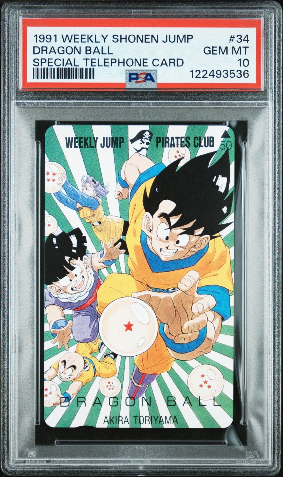 1989 Weekly Shonen Jump Dragon Ball Original Telephone Card 34 PSA 10 Gem Mint