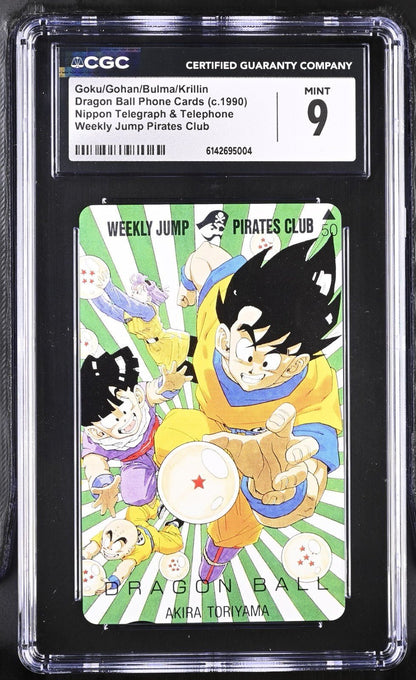 1990 WEEKLY JUMP PIRATES CLUB DRAGON BALL PHONE CARD GOKU & GOHAN CGC 9