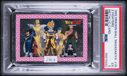 1992 DRAGON BALL NAGASAKIYA METALLIC CARD 18 GOKU Z Fighters PSA 5