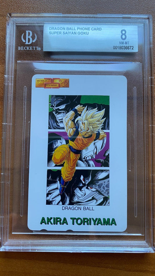 1993 Akira Toriyama Dragon Ball Super Saiyan Goku Villians Phone Card BGS 8 PSA
