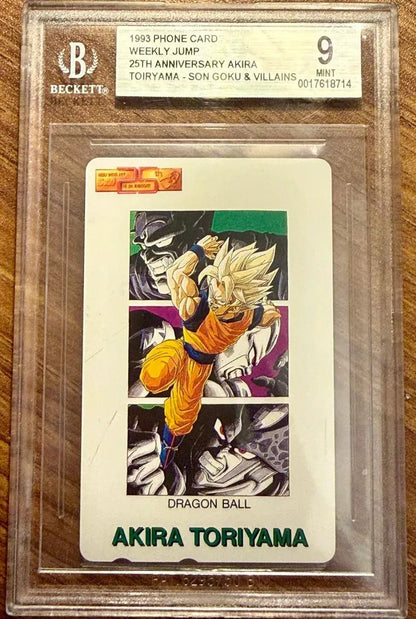 1993 Phone Card Weekly Jump 25th Anniversary Toriyama Son Goku & Villians BGS 9