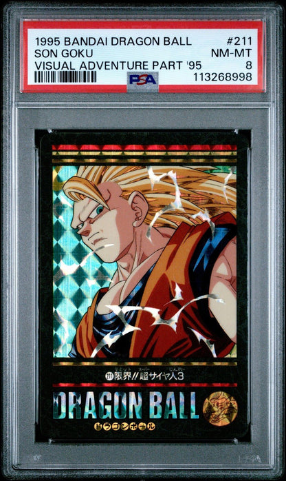 1995 BANDAI DRAGON BALL VISUAL ADVENTURE CARDDASS SON GOKU PRISM PSA 8