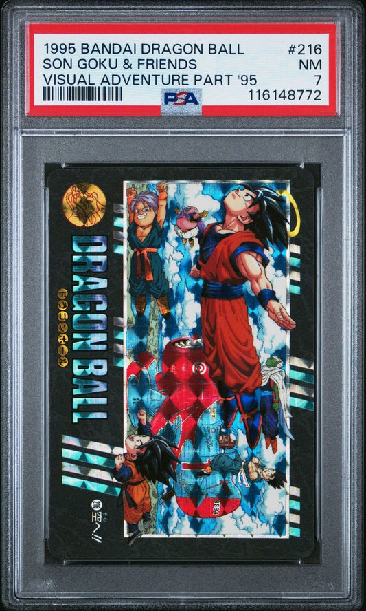 1995 BANDAI DRAGON BALL VISUAL ADVENTURE PART '95 216 SON GOKU & FRIENDS PSA 7