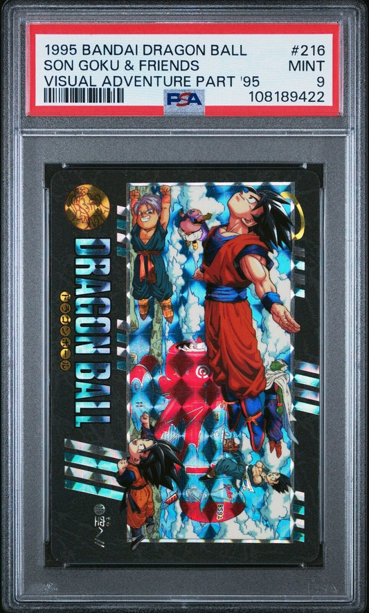 1995 BANDAI DRAGON BALL VISUAL ADVENTURE PART '95 216 SON GOKU & FRIENDS PSA 9