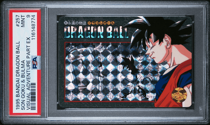 1995 BANDAI DRAGON BALL VISUAL ADVENTURE PART CARDDASS PRISM PSA 9 GOKU
