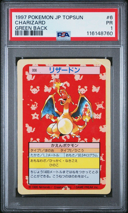 1997 Topsun Charizard 006 Green Back Japanese Pokemon PSA 1
