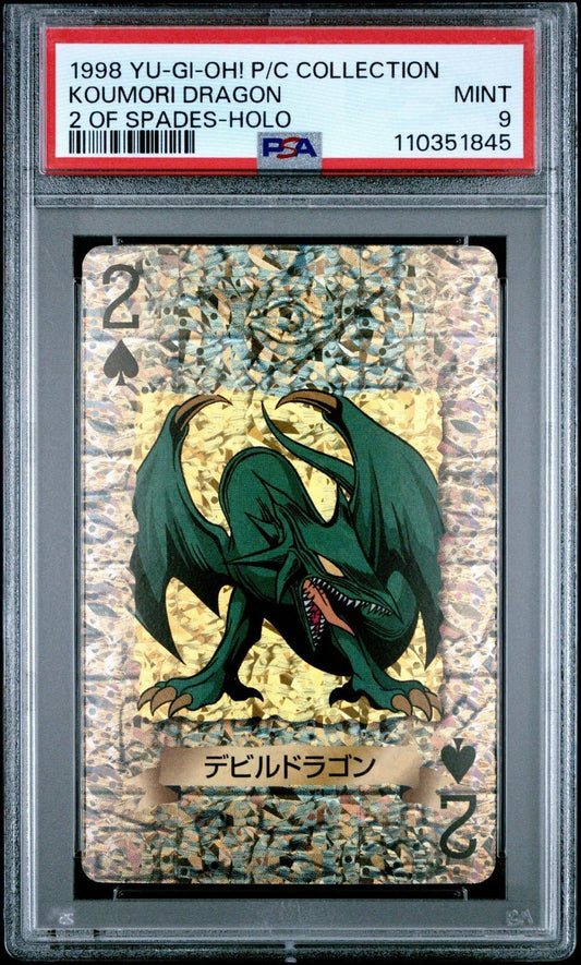 1998 Yugioh Toei Poker Japanese 2 of Spades Koumori Dragon Holo PSA 9