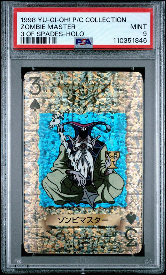 1998 Yugioh Toei Poker Japanese 3 of Spades Zombie Master Holo PSA 9