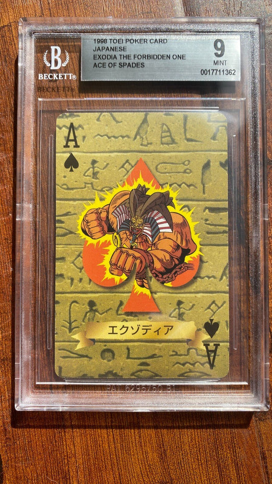 1998 Yugioh Toei Poker Japanese Exodia The Forbidden One Ace of Spades BGS 9 PSA