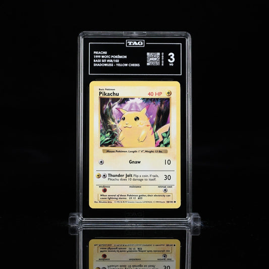 1999 Pokemon Base Set Shadowless Pikachu 58 Yellow Cheeks TAG 3