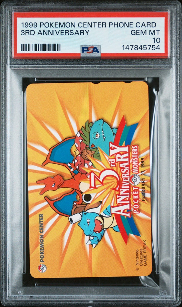 1999 POKEMON CENTER PHONE CARD 3RD ANNIVERSARY PSA 10