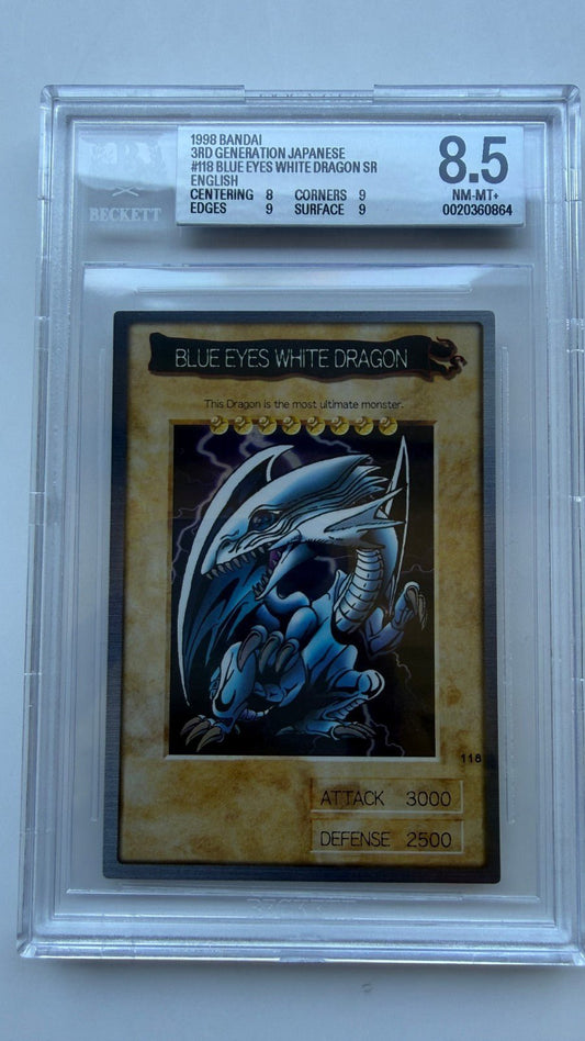 1999 YU-GI-OH JAPANESE BANDAI-3RD GENERATION 118 BLUE-EYES WHITE DRAGON BGS 8.5