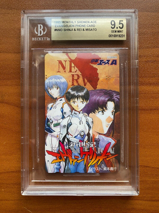 2000 Evangelion phone card Japanese REI Shinji Misato Japanese BGS 9.5 PSA