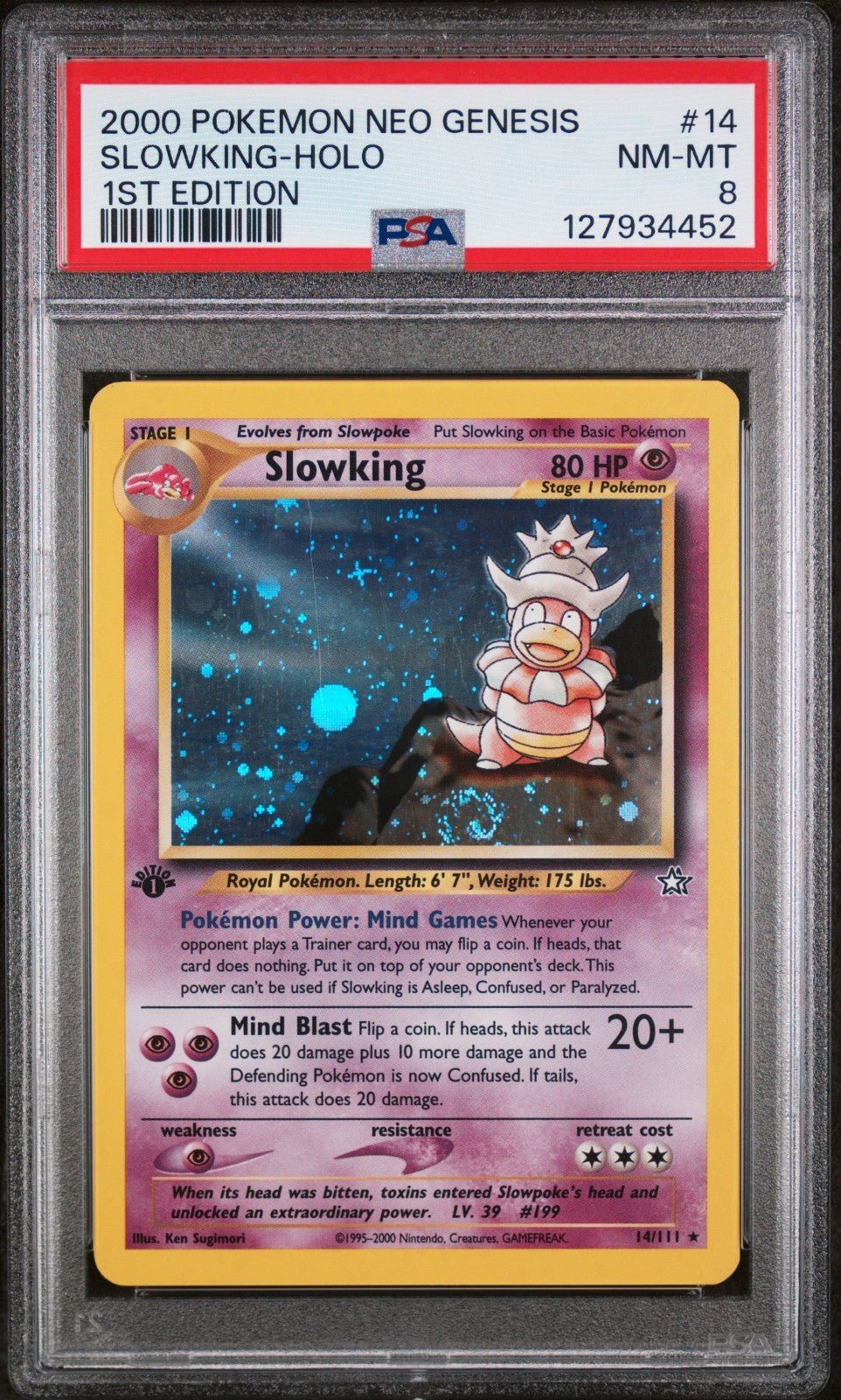 2000 Pokemon Neo Genesis 1st Edition 14 Slowking Holo PSA 8