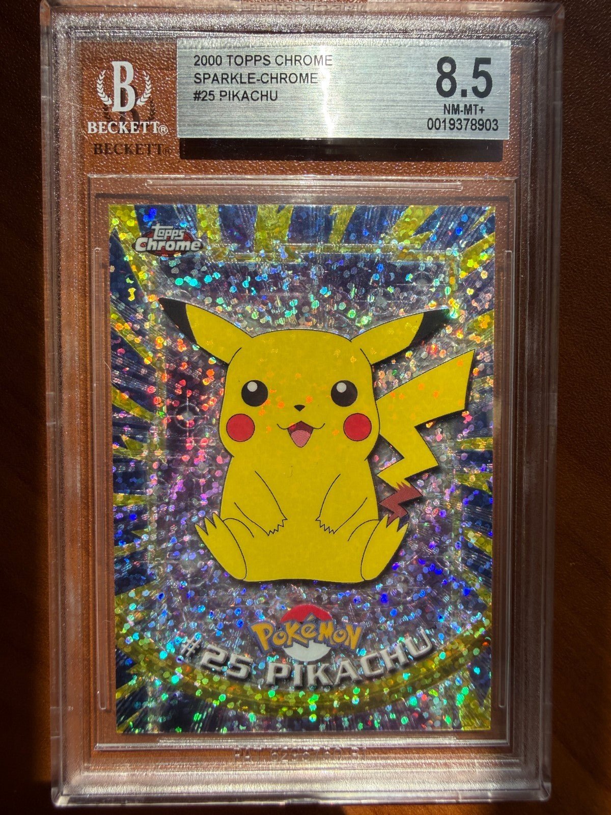 2000 Topps Chrome Pokemon Pikachu 25 Sparkle BGS 8.5 POP 2 Only 6 Higher