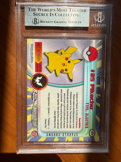 2000 Topps Chrome Pokemon Pikachu 25 Sparkle BGS 8.5 POP 2 Only 6 Higher
