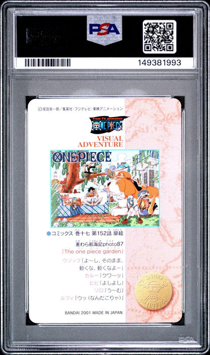 2001 CARDDASS ONE PIECE VISUAL ADVENTURE STRAW HAT CREW & VIVI 142 PSA 10