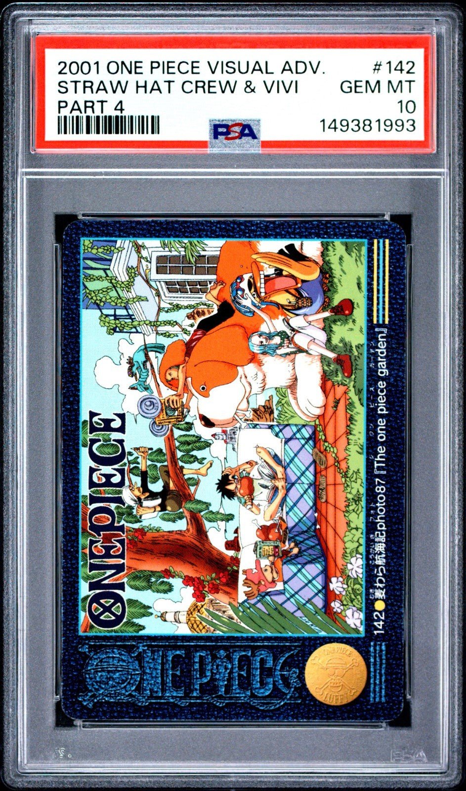 2001 CARDDASS ONE PIECE VISUAL ADVENTURE STRAW HAT CREW & VIVI 142 PSA 10