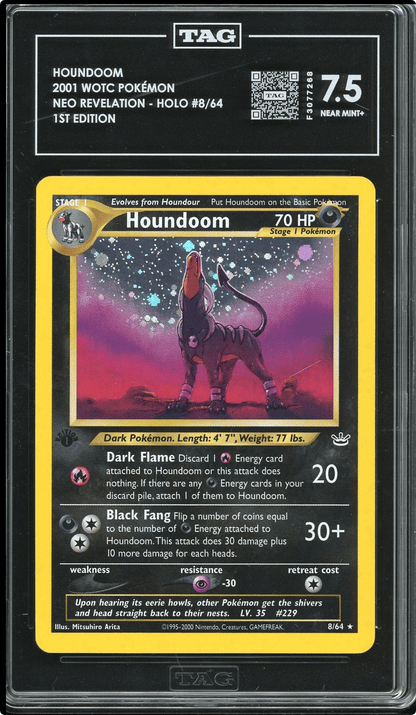 2001 Pokemon Neo Revelation Houndoom Holo 1st Edition 8/64 TAG 7.5