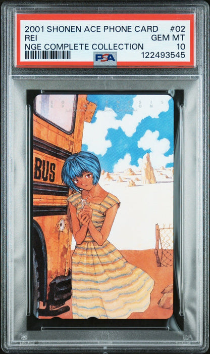 2001 SHONEN ACE PHONE CARD REI AYANAMI NGE NEON GENESIS EVANGELION 02 PSA 10
