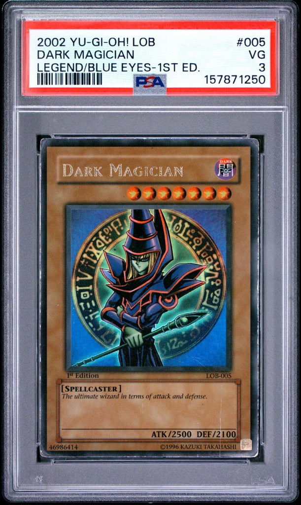 2002 Dark Magician 1st Edition LOB-005 Ultra Rare Yugioh PSA 3