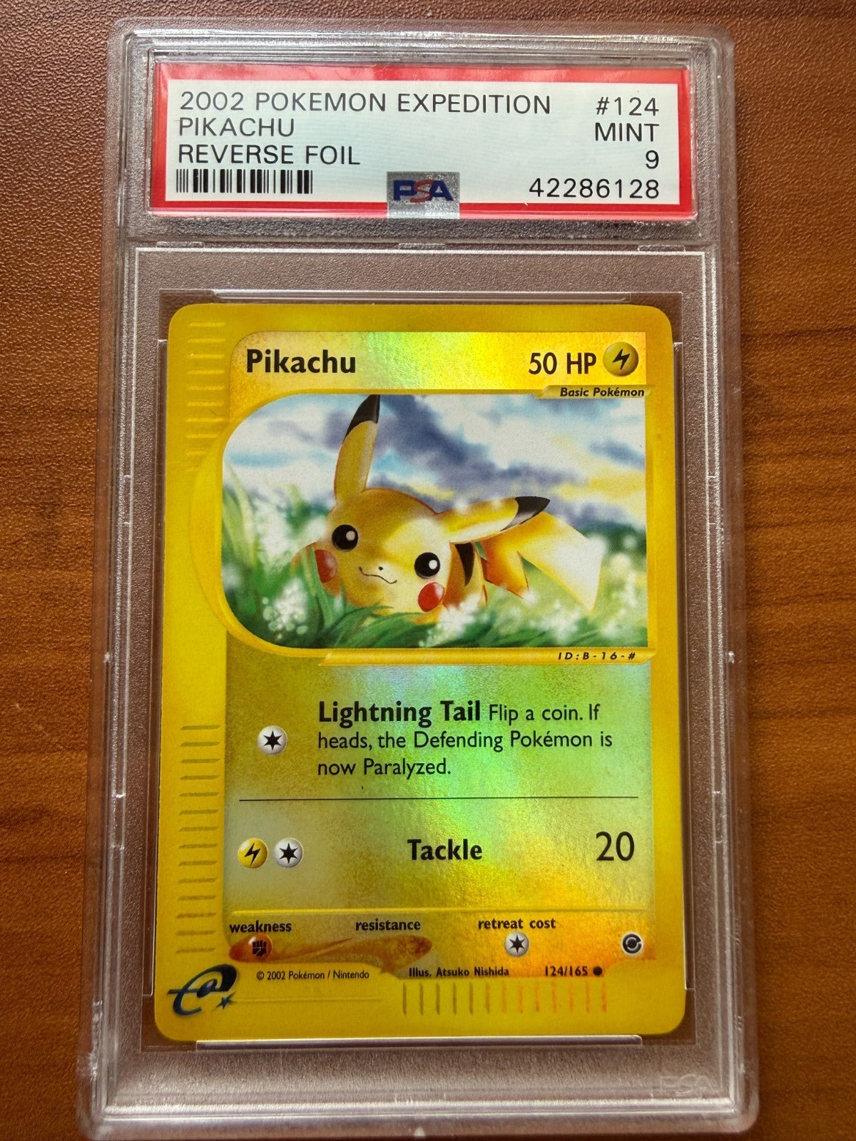 2002 POKEMON EXPEDITION 124 PIKACHU-REVERSE FOIL PSA 9