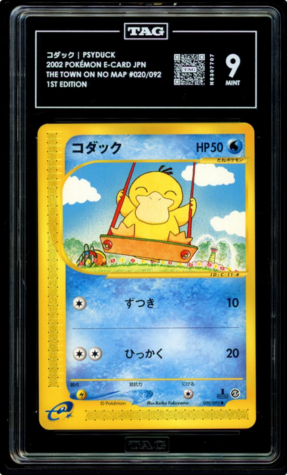 2002 POKEMON JAPANESE TOWN ON NO MAP #020 PSYDUCK 1st EDITION TAG 9