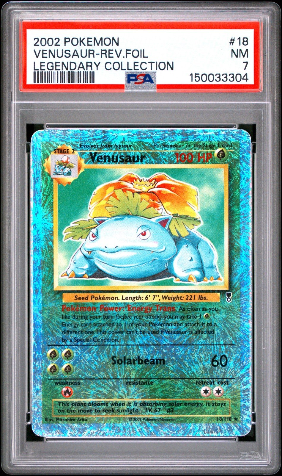 2002 POKEMON LEGENDARY COLLECTION 18 VENUSAUR-REVERSE FOIL PSA 7