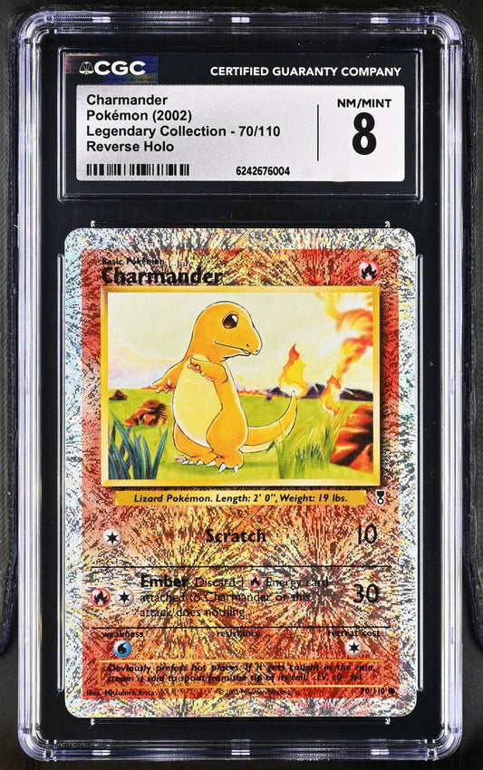 2002 POKEMON LEGENDARY COLLECTION #70 CHARMANDER-REVERSE FOIL CGC 8
