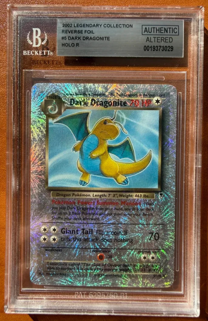 2002 Pokemon Legendary Collection Dark Dragonite Reverse Holo 5/110 BGS AA
