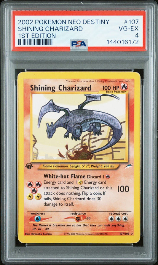 2002 Pokemon Neo Destiny 107 Shining Charizard 1st Edition PSA 4