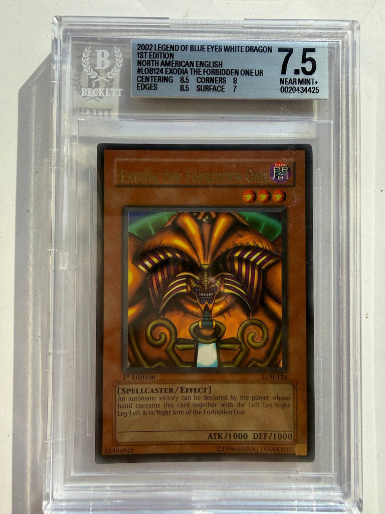 2002 YU-GI-OH! LOB-124 EXODIA THE FORBIDDEN ONE 1st Edition BGS 7.5