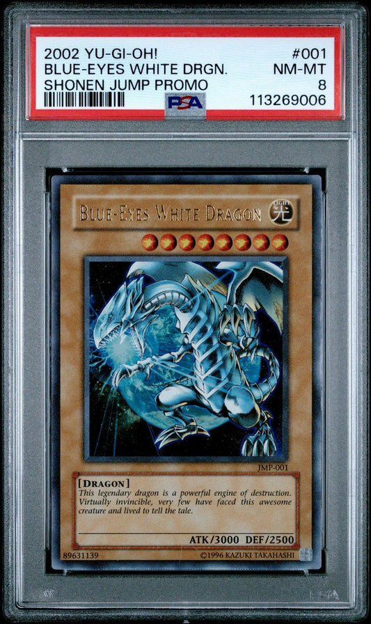 2002 YUGIOH! SHONEN JUMP PROMO 001 BLUE - EYES WHITE DRAGON PSA 8