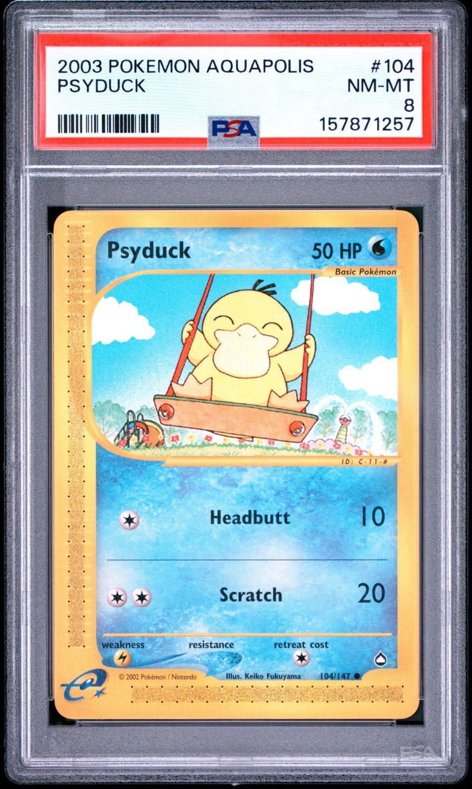 2003 POKEMON E READER AQUAPOLIS 104 PSYDUCK PSA 8