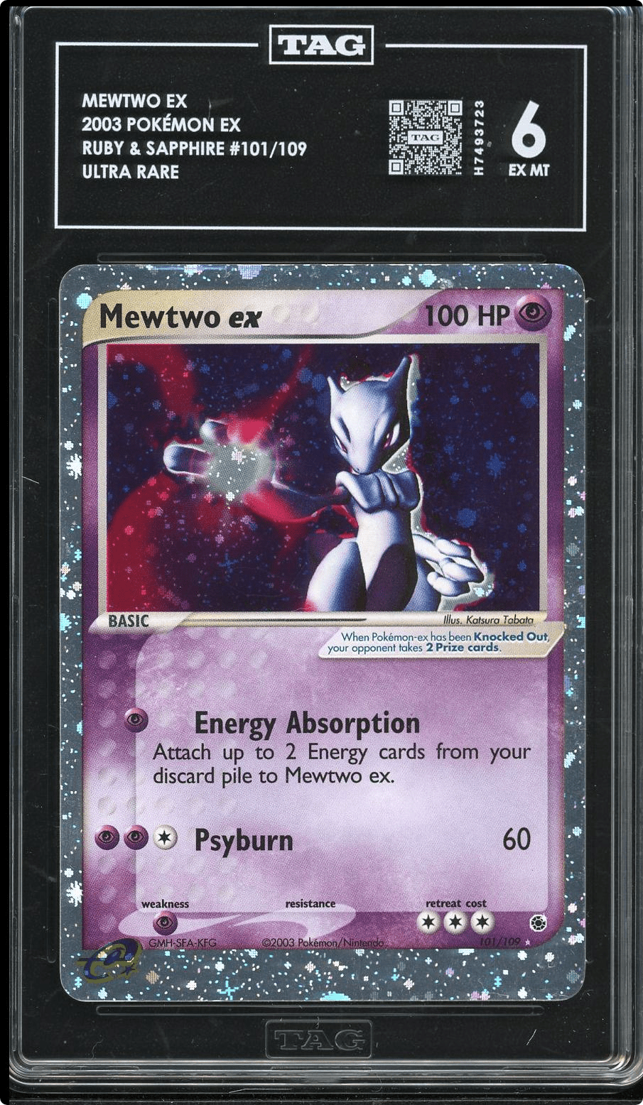2003 POKEMON EX RUBY & SAPPHIRE #101 MEWTWO EX-HOLO TAG 6
